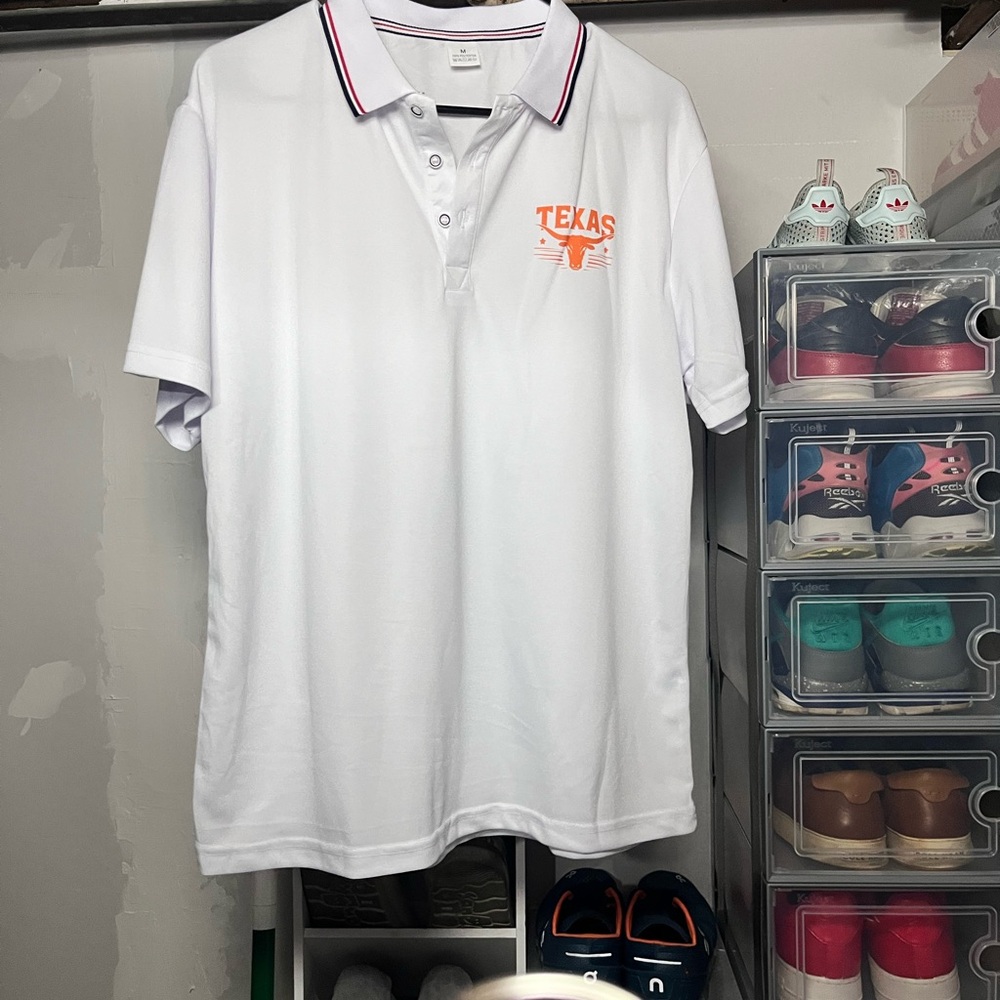 White Polo Shirt with Texas Logo